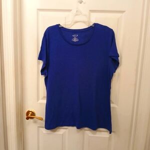 Apt 9 Women's Linen Tee Shirt Size XL Short Sleeve Blue